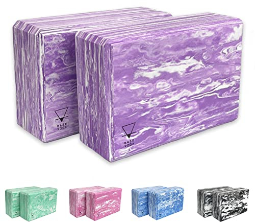 Base yoga Yoga Blocks - 1 or 2 pc set - Unique Strong/Firm/Lightweight EVA foam support block/brick (Purple x 2)