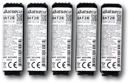 BATSÉCUR - Pacco da 5 Pile per allarme BAT28 Compatibili con BATLi28 BATLi38 3.6V 2Ah Daitem - 3.6V 2.7Ah Li-SOCl2