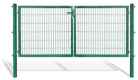 Doppelflügeltore für Stabmattenzaun, grün oder anthrazit, verschiedene Höhen wählbar - inklusive Pfosten und passenden Anschlussstücken (Doppeltor H 120 x B 300 cm, grün)