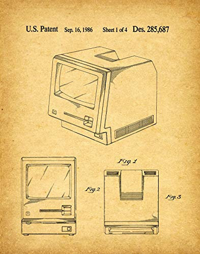 WallBuddy Apple Computer Apple Mac Patentdruck 1986 First Macintosh Computer Patent Poster IT Decor Computer Decor Geek Poster #WB009 (12,7 x 17,8 cm, Vintage)