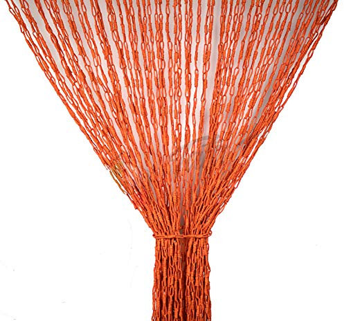 Tata Home Tenda Antimosche con Catenelle Intrecciate in Fibra Naturale per Porta Finestra Moschiera a Pannello Misura 120 x 220 cm Colore Arancio