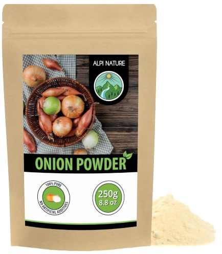 Alpi Nature Lökpulver 250g, Malen Torkad Lök, Lökpulver för Matlagning, Lök Pulver