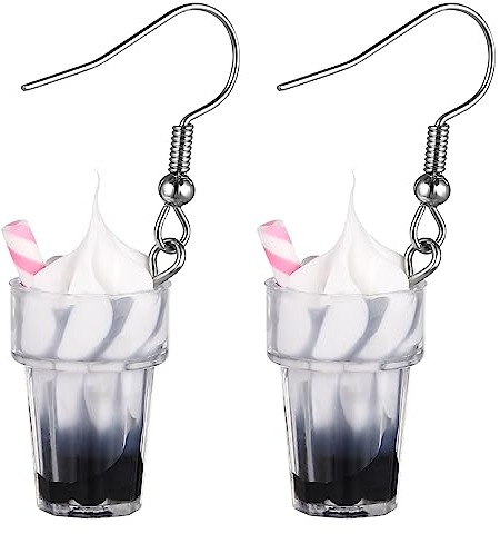 Holibanna 1 Pair Milk Tea Cup Earrings Earings for Women Halloween Tea Dangle Earrings Cartoon Dangle Earrings Creative Dangle Earring Stuff Kawaii Earring Food Wine Bottle Girl Alloy Unique
