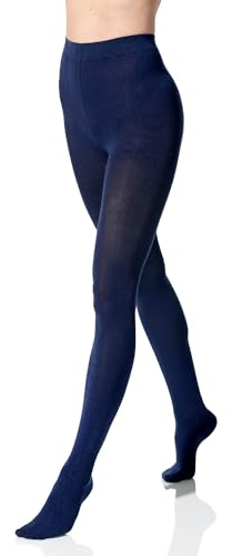 Yenita Warme Damen Baumwoll Strumpfhose, Strickstrumpfhose Uni Farben (46-48, marineblau)