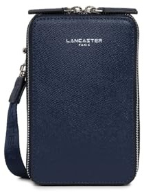 LANCASTER | Delphino Lucas - Pochette smartphone Refente de Cuir de Vachette Grainé Bleu foncé