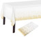 PLULON Mantel de Lunares Blancos y Dorados Cubierta de Mesa Blanca y Dorada 137 x 274 cm Cubierta de Mesa Rectangular de plástico para Decoraciones de Mesa de cumpleaños de Fiesta Blanca y Dorada