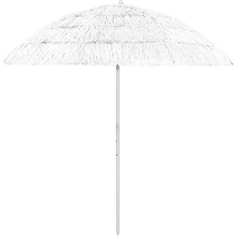 vidaXL Hawaii Sonnenschirm Strandschirm Balkonschirm Tiki-Schirm Sonnenschutz Strand Schirm UV- und witterungsbeständig Kippbar Weiß 240cm