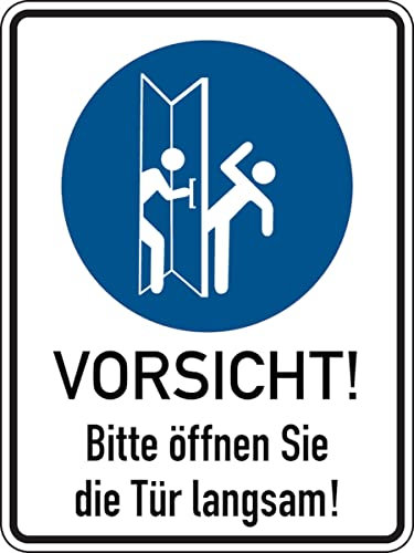 Dreifke® Aufkleber Türschild, Bitte öffnen Sie die Tür langsam!, links, 200 x 150 mm Folie selbstklebend 150x200mm