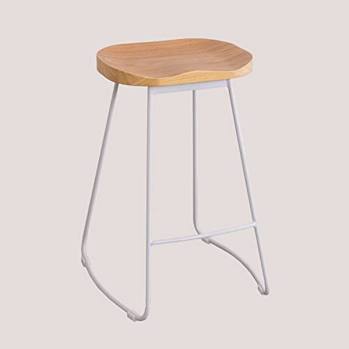 SKLUM Barhocker aus Stahl und Ulmenholz Neicol Weiss ↑65 cm