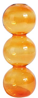 YVDY Maison Vase Transparent Vase en Verre Ménage Hydroponique Plante Vase Salon Décoration Fleurs Séchées Décoration Vase en Verre, Orange, 16,5 * 6 CM