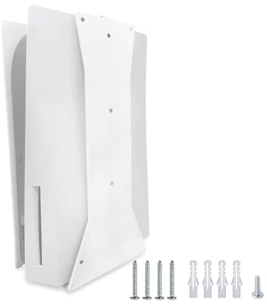 Wandhalterung ps5 für Disk und Digital, Vertikal Befestigung Playstation5 Konsole Robuste, mit Schrauben und Lüftungsöffnung (Weiß, Kompatibel mit PS5)