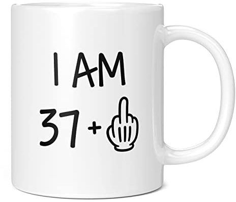 Mug Monster - Tazza per 38° compleanno, I Am 37 + 1, regalo per 38 anni, tazza da caffè/tazza in ceramica, regalo per uomini o donne, tazza extra grande e gigante disponibile, tazza bianca da 590 ml