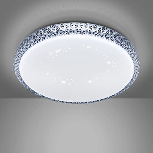 VIPMOON 22W High Brightness Flush Ceiling Light, 6500K Daylight White Light Fittings Ceilings, Gem Ceiling Lamp for Bathroom, Porch, Bedroom, Utility Room, Hallway, Study Room, Kitchen