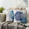 RYBornament Kissenbezüge 40x40 Kissen Herbst Geometrie Blume Dekokissen Elegante Kissenbezug Navy Blau Und Teal Dekoration Sofakissen Modern Deko 2er Kissenhülle Für Schlafzimmer Sofa Bett Garten