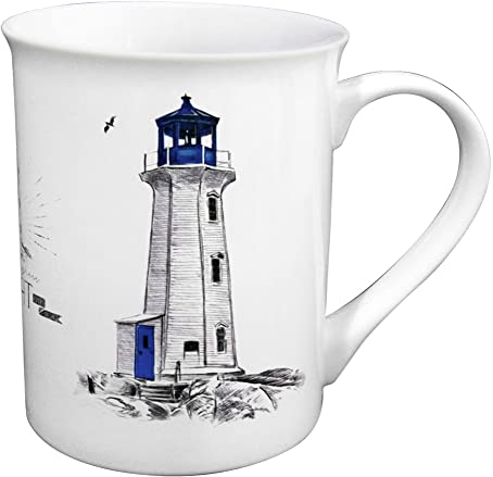 Sea-Club Tasse/Kaffeebecher - Leuchtturm in Geschenkbox Maritime Deko Porzellan B=8cm Ø=7cm