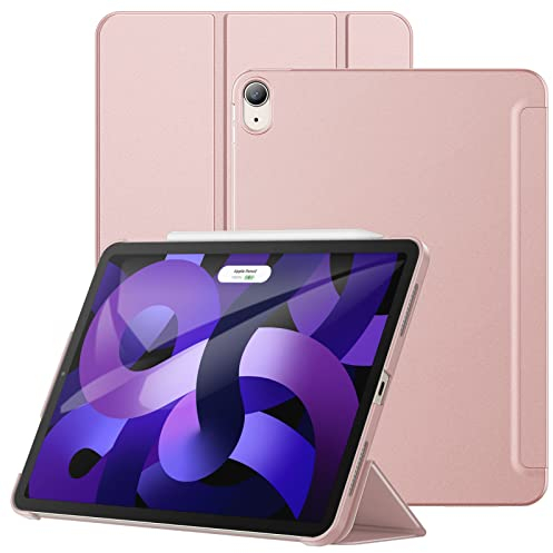 JETech Funda para iPad Air 11 Pulgadas M3/M2 (2025/2024), iPad Air 5/4 (10,9 Pulgadas, 2022/2020 Modelo), Carcasa Trasera Dura Protectora, Cover con Soporte para Tableta de Tacto Suave (Oro Rosa)