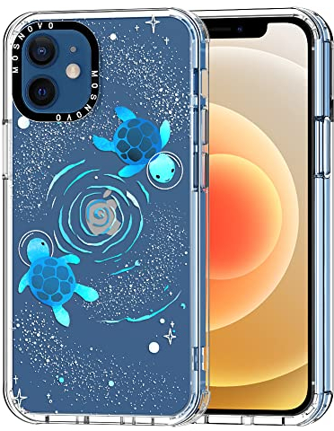 MOSNOVO Case for iPhone 12 & iPhone 12 Pro, [Buffertech 6.6ft Military-Grade Drop Protection] [Anti Peel Off Tech] Clear TPU Bumper Phone Case Cover Design - Space Turtle