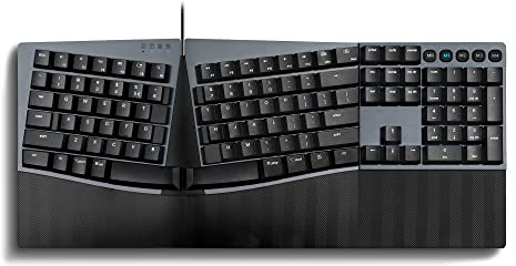 perixx PERIBOARD-535BR Wired Ergonomic Mechanical Split Keyboard - Low-Profile Brown Tactile Switches - Programmable Feature with Macro Keys - Compatible with Windows and Mac OS X - US English, Black