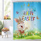 Hnmdmyi Duschvorhang Ostern 180x180, Lustige Hase Kaninchen Bunte Ostereier Schmetterling Badewanne Vorhang Kinder Frühling Urlaub Wasserdicht Polyester Stoff Waschbar Badevorhang mit Haken