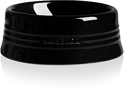 SWEEJAR Gradient Dog Bowl, Ceramic Dog Food Dish for Puppy and Large Dog, Porcelain Pet Bowl for Food and Water (Medium (18oz), Black)