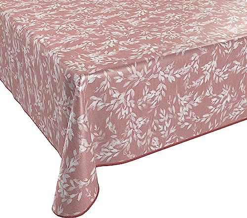 BEAUTEX Wachstuchtischdecke abwaschbar Zweige Rose Eckig 130x160 | Wasserundurchlässig, pflegeleicht, strapazierfähig, für Küche, Esszimmer, Balkon & Garten, ideal zum Basteln mit Kindern