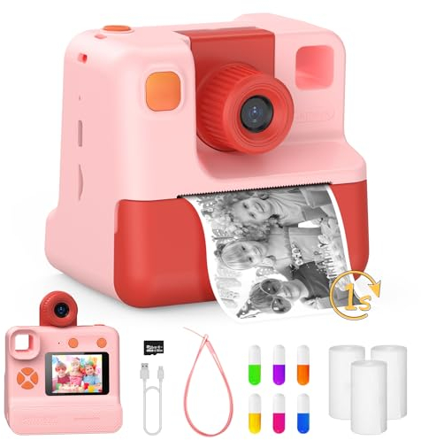 Camara Fotos Infantil Instantanea, 1080P Camara de Fotos para Niños, Juguete Niña, Cumpleaños, Navidad Regalo para Niños de 3 a 14 Años, con 3 Papel de Impresión y Tarjeta SD de 32GB