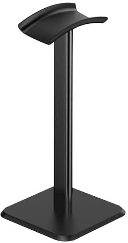 Nayubo Headphone Stand, Universal Headset Display Hanger Rack Aluminum Headset Holder with Flexible Headrest Gaming Headset Stand Earphone Stand for All Headphones Size (Black)