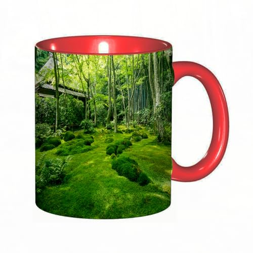 DHAEY Funny Coffee Mugs,Giou-ji temple's Garden of mosses,Novelty Humorous Tea Cup for Women - Unique Ceramic Coffee Cup 14oz - Tea Birthday Gift