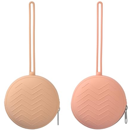 Tibapla 2 pcs Portaciuccio, Portatile Scatolina Succhietto Lavabile Contenitore per Ciuccio Porta Ciuccio Custodia per ciuccio Senza BPA Facile da Pulire (colore pasta di fagioli+ albicocca)