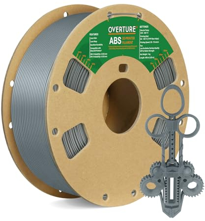 OVERTURE Filament ABS 1.75mm, 1kg Spule (2.2lbs), Maßgenauigkeit +/- 0.03 mm, für 3D-Drucker(Grau)