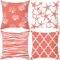 Kissenbezug 45x45 cm 4er Set Errötende Koralle Deko Kissen Kissenhülle Outdoor Sofakissen Kissenbezüge Quadratische Leinen Dekokissen Zierkissenbezüge für Schlafzimmer Sofa Stuhl Bett Garten Dekor