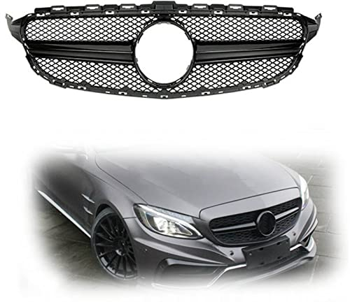 VIDOJI AMG Style Frontgrill Grill Für Benz W205 C-Klasse 2019-2021 C200 C300 C250 C43 AMG Black Car Upper Bumper Hood Mesh, XFOZBH9