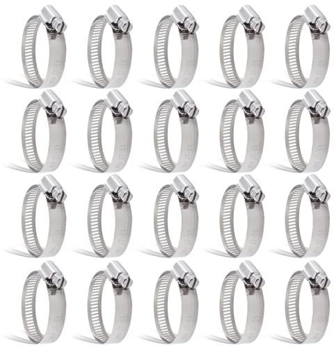 TOKSEO 20 Pièces 27-51mm Colliers de Serrage, Ensemble de Colliers Serrage Inox Réglables, Colliers de Serrage Métallique Tuyau pour Maison, Jardin, Conduite d'eau, Machine à Laver