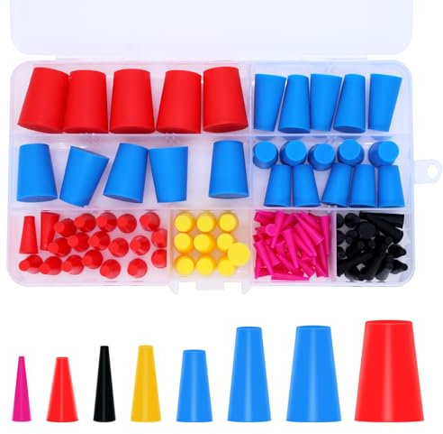 AIMEKE 110 Stück Gummistopfen Konisch, Silikon Gummi Sortiment Set, Vollgummi Stopfen, Silikonstopfen Kegellochstopfen zum Abkleben von Löchern Während der Pulverbeschichtung