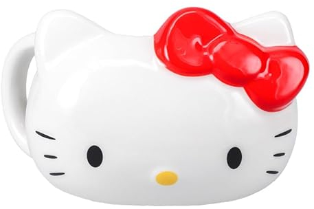 Hello Kitty Official Licensed Ceramic Amine Cartoon Cat Shaped Mug with Classic Red Bow, Office and School Desk Accessory and Gift | Paladone
