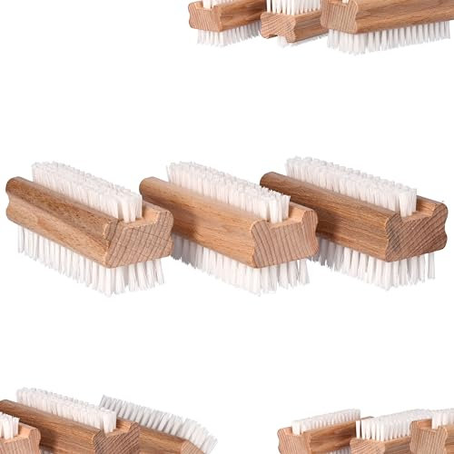 ToolSpace 3x Brosse a Ongles pour les mains Main Bois Manucure Pedicure Poil Dur Brossé à Nettoyer Nettoyant pour les Ongles Pieds Mains Soies d'Agave Récurer Beau Design Bois Naturel 3 Pièces