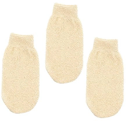 Mikinona 3pcs Deep Exfoliating Mitts Bath Gloves Body Brush Exfoliator for Bath Cleaning Mitten