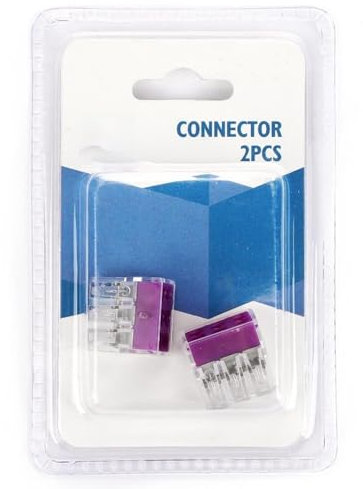VoltShine Bloque de terminales Transparentes y violetas (2 uds/blíster) para Conexiones eléctricas seguras y eficientes.