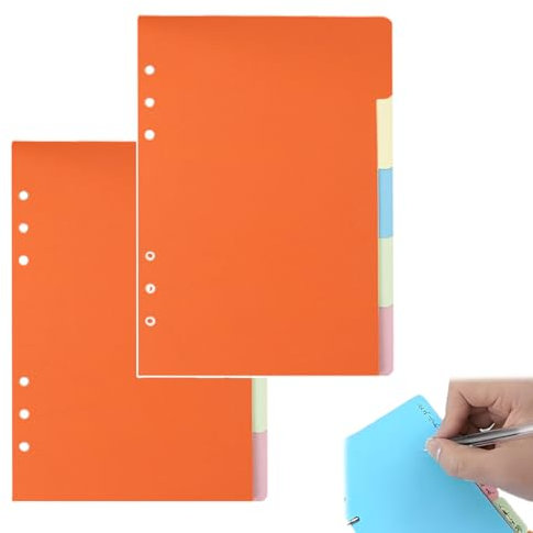 MEXRUMI 10 Piezas A5 Separadores de 6 Hoyos para Carpetas de Anillas - Índice Clasificador de Color para Cuadernos