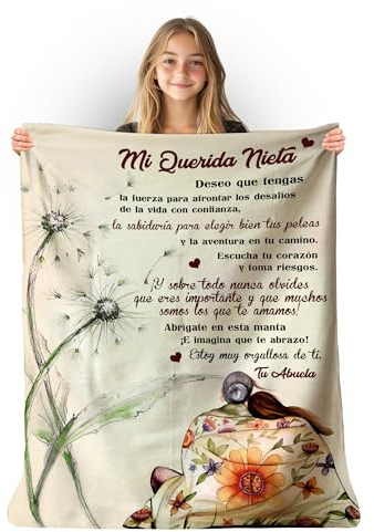 Zinello Design Personalisierte Decke als Geschenk für Ihre Enkelin, signierte Großmutter | originelle Geschenkidee für Geburtstag, Weihnachten, Taufe | Plaid Tagesdecke (150 x 200 cm)