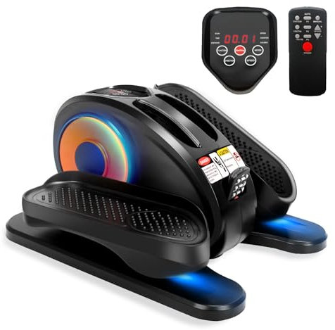 Chiidou Under Desk Elliptical Machine, Adjustable Speeds Pedal Exerciser with Remote Control & LCD Monitor, Quiet Portable Leg Exerciser Trainer for Senior Adults