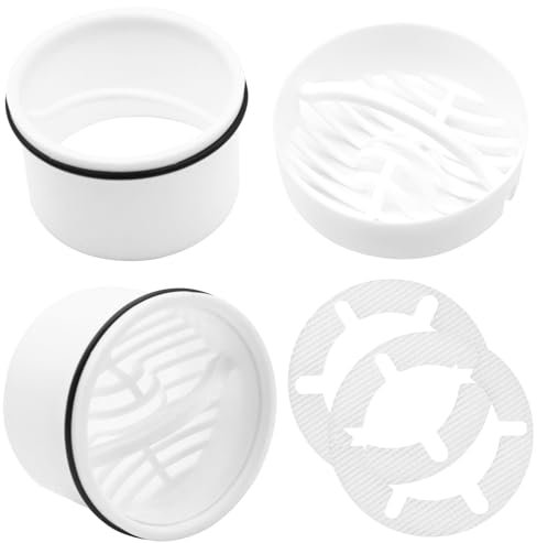 NVGFTG 2 Stück Haarsieb+Tauchrohr für Dusche Ablaufgarnitur Set, Kompatibel mit Ablaufgarnitur 6960, 6963, 6961, 6962, Haarfilter Duschablauf, Haarfänger Dusche, Weiß