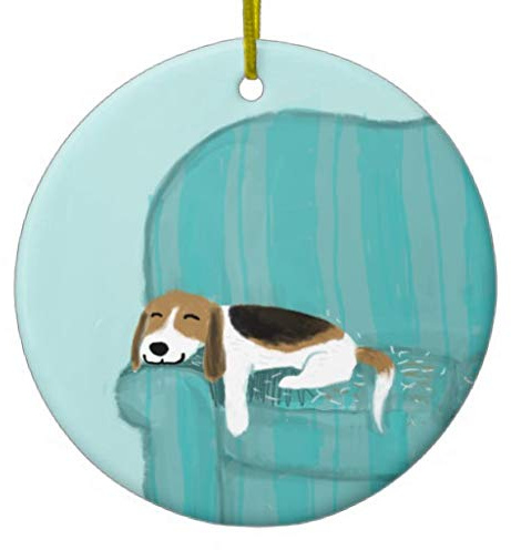Weihnachtsbaumschmuck 7.3cm, Glücklicher Couch-Beagle Weihnachtsanhänger Lustige Christbaumschmuck Anhänger Personalisierte Weihnachtsschmuck Für Hausdeko Neujahr Geschenk Holiday