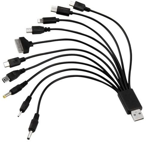 10 in 1 Multi-Charger, Universal USB Charging Cable with Multiple Heads Multifunctional Usb Cable Multi Adapter Multi Phone Charger Universal Camera Cables for Iphone PSP HTC LG Samsung Nokia Charger