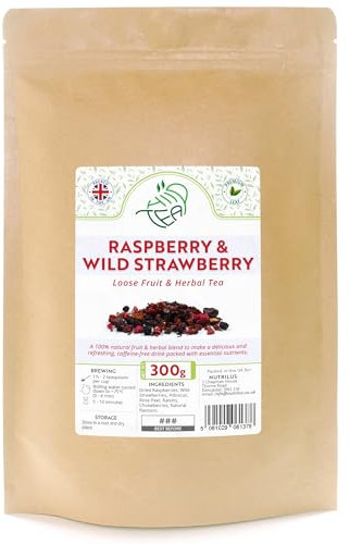 Raspberry & Wild Strawberry Loose Tea – Refreshing Fruit and Herbal Tea – with Hibiscus & Rose Peel & Chokeberry (300g)