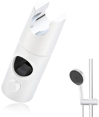 Shower Head Holder, Shower Head Holder Replacement 360° Rotation Shower Holder Bracket Adjustable Shower Riser Rail Slider for 24MM Shower Rods (White)