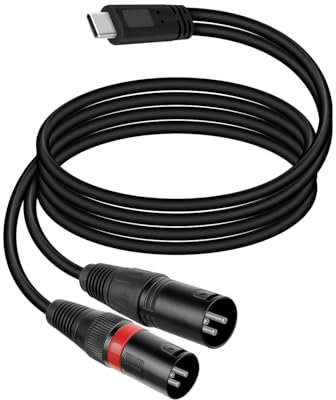 RIIEYOCA USB C to Dual XLR Splitter Audio Cable,Type C to 2 XLR Male Output Stereo Audio Adapter Compatible with Smartphones or Laptops（1M/3.3FT）