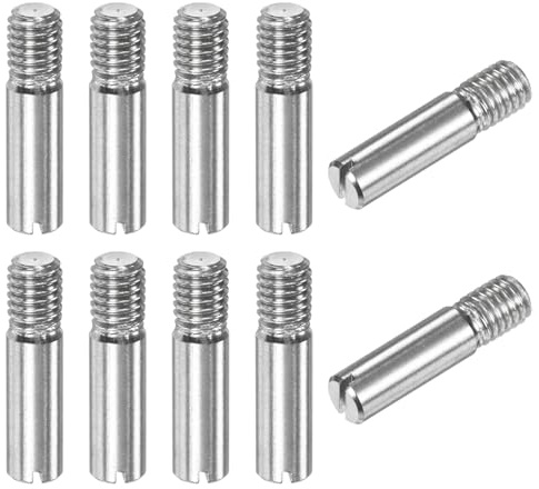 M METERXITY 10-Pack M5 x 20mm Slotted Cylindrical Pin Dowel, 304 Stainless Steel External Thread Locating Dowel Parallel Pins for Metal Devices/Wooden Projects [Silver Tone]