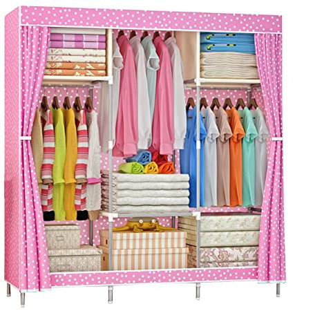 Armoire pliable en tissu avec penderie et étagères Rose 105 x 46 x 156 cm