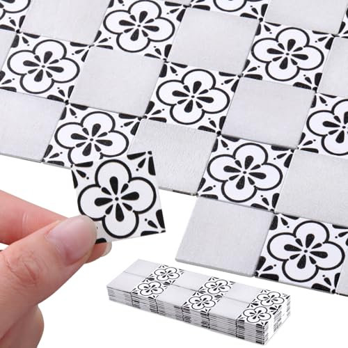 ShinyRelief 120 Pcs Dollhouse Floor Tiles Dollhouse Flooring 1 12 Scale 1 6 Scale Doll House Wallpaper Peel and Stick Miniature Bricks Carpet Double Sided Floor Tile for Furniture Accessories